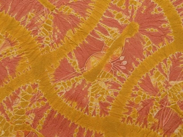 Photo4: 6916T08z520 Vintage Japanese Kimono Silk HAORI  Dark coral (4)