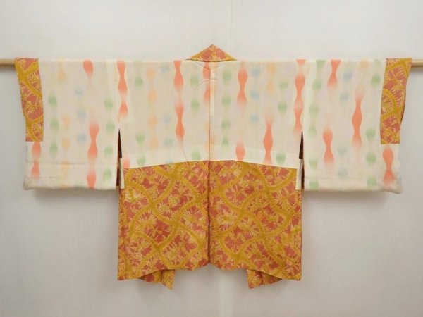 Photo6: 6916T08z520 Vintage Japanese Kimono Silk HAORI  Dark coral (6)