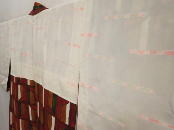Photo7: 6916T09z590 Vintage Japanese Kimono Silk HAORI  Brown (7)