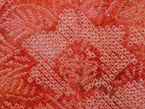 Photo4: 6916T10z420 Vintage Japanese Kimono Silk SHIBORI HAORI Flower Red-Pink (4)