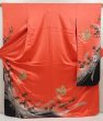 Photo1: 6916T11z1150  Japanese Kimono Silk FURISODE Folding fan Red (1)