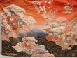 Photo5: 6916T12z1140  Japanese Kimono Silk FURISODE Flowers Dark red (5)