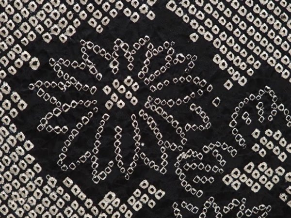 Photo4: 6917T02z550 Vintage Japanese Kimono Silk SHIBORI HAORI Chrysanthemum Black (4)