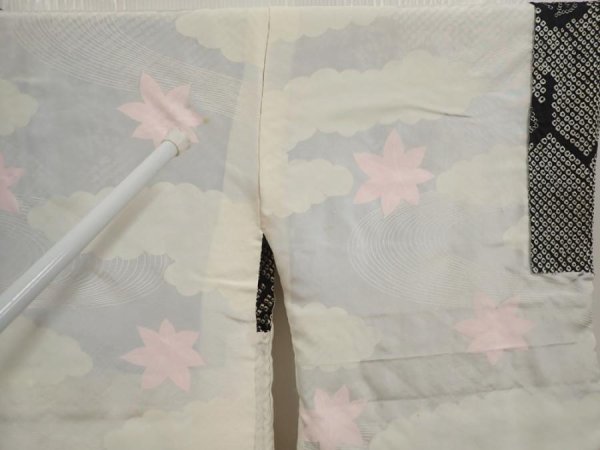 Photo8: 6917T02z550 Vintage Japanese Kimono Silk SHIBORI HAORI Chrysanthemum Black (8)