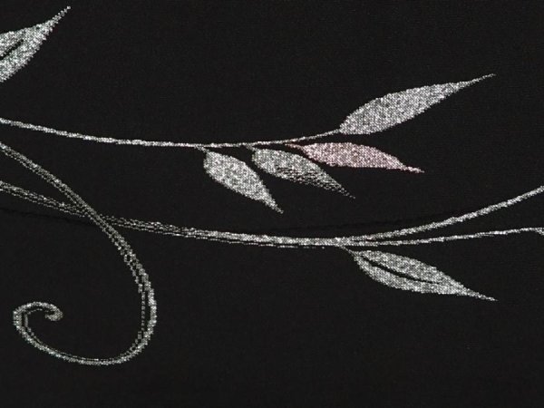 Photo4: 6917T03z640 Vintage Japanese Kimono Silk HAORI Leaf Black (4)