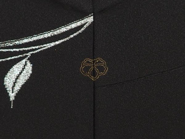 Photo5: 6917T03z640 Vintage Japanese Kimono Silk HAORI Leaf Black (5)