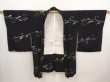 Photo6: 6917T03z640 Vintage Japanese Kimono Silk HAORI Leaf Black (6)