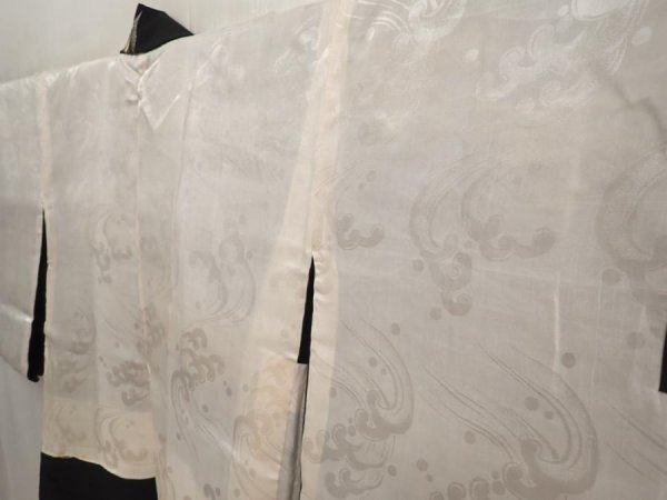 Photo8: 6917T03z640 Vintage Japanese Kimono Silk HAORI Leaf Black (8)