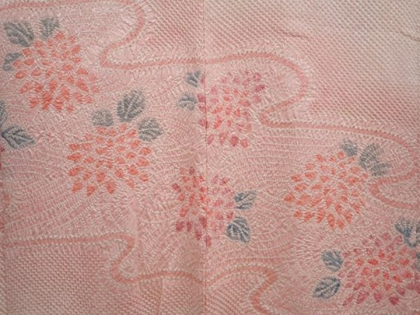 Photo3: 6917T04z620  Japanese Kimono Silk SHIBORI HAORI Chrysanthemum Light pink (3)