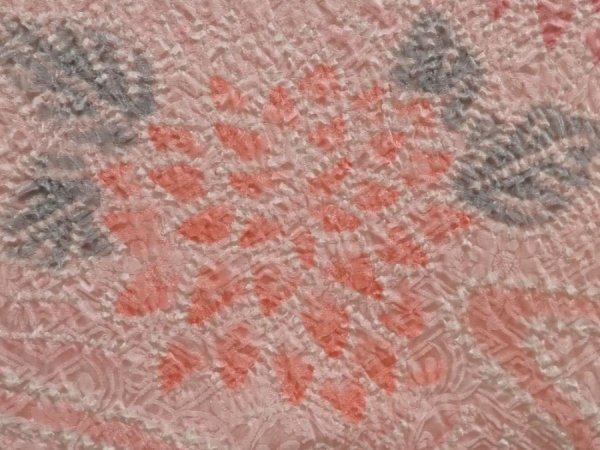 Photo4: 6917T04z620  Japanese Kimono Silk SHIBORI HAORI Chrysanthemum Light pink (4)