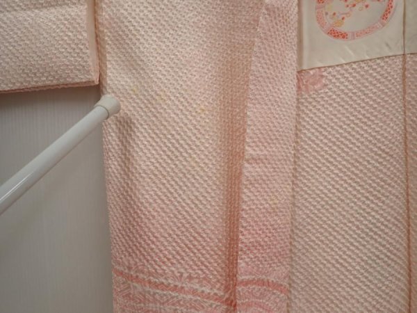 Photo6: 6917T04z620  Japanese Kimono Silk SHIBORI HAORI Chrysanthemum Light pink (6)