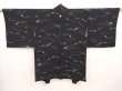 Photo1: 6917T05z740 Vintage Japanese Kimono Silk HAORI  Black (1)