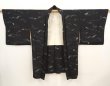 Photo6: 6917T05z740 Vintage Japanese Kimono Silk HAORI  Black (6)