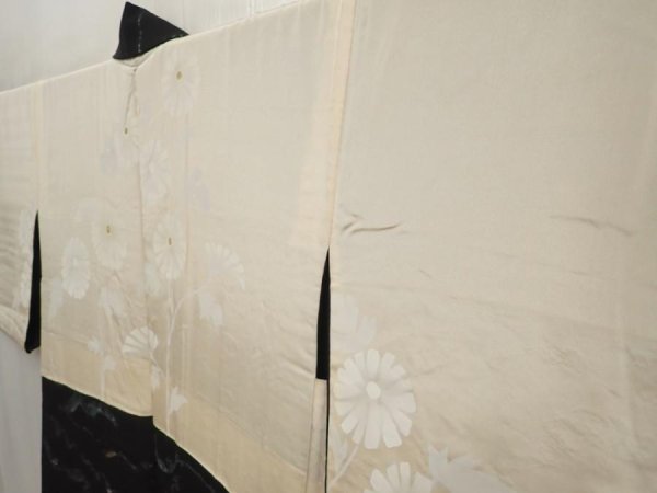 Photo8: 6917T05z740 Vintage Japanese Kimono Silk HAORI  Black (8)