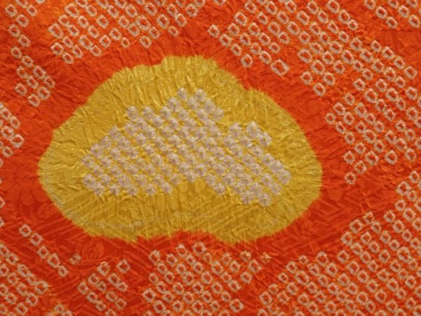 Photo4: 6917T06z450 Vintage Japanese Kimono Silk SHIBORI HAORI  Dark orange (4)