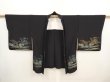 Photo6: 6917T07z540 Vintage Japanese Kimono Silk HAORI Wave Black (6)