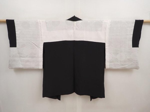 Photo8: 6917T07z540 Vintage Japanese Kimono Silk HAORI Wave Black (8)