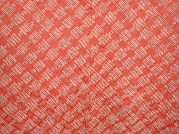 Photo3: 6917T08z480 Vintage Japanese Kimono Silk SHIBORI HAORI  Coral pink (3)