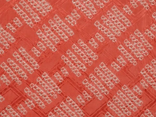 Photo4: 6917T08z480 Vintage Japanese Kimono Silk SHIBORI HAORI  Coral pink (4)