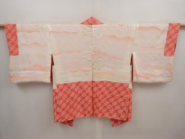 Photo6: 6917T08z480 Vintage Japanese Kimono Silk SHIBORI HAORI  Coral pink (6)
