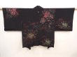 Photo1: 6917T09z620 Vintage Japanese Kimono Silk HAORI Rose Black (1)