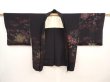 Photo6: 6917T09z620 Vintage Japanese Kimono Silk HAORI Rose Black (6)