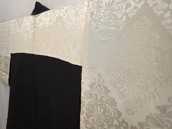 Photo8: 6917T09z620 Vintage Japanese Kimono Silk HAORI Rose Black (8)
