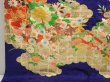 Photo8: 6917T11z1280 Vintage Japanese Kimono Silk FURISODE Flowers Dark lavender blue (8)