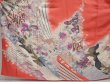 Photo5: 6917T12z1160 Vintage Japanese Kimono Silk FURISODE Flowers Red-Pink (5)