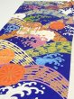 Photo3: 4D01z60  Japanese Kimono Silk  FABRIC Wave Dark blue 46.1x15.0 (3)