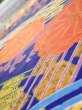 Photo4: 4D01z60  Japanese Kimono Silk  FABRIC Wave Dark blue 46.1x15.0 (4)