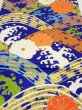 Photo1: 4D02z60  Japanese Kimono Silk  FABRIC Wave Dark blue 46.1x15.0 (1)