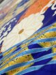 Photo4: 4D02z60  Japanese Kimono Silk  FABRIC Wave Dark blue 46.1x15.0 (4)