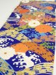 Photo3: 4D03z70  Japanese Kimono Silk  FABRIC Wave Dark blue 48.8x15.0 (3)