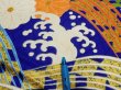 Photo8: 4D03z70  Japanese Kimono Silk  FABRIC Wave Dark blue 48.8x15.0 (8)