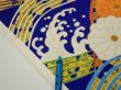 Photo9: 4D03z70  Japanese Kimono Silk  FABRIC Wave Dark blue 48.8x15.0 (9)