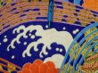 Photo10: 4D03z70  Japanese Kimono Silk  FABRIC Wave Dark blue 48.8x15.0 (10)