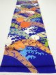 Photo5: 4D04z60  Japanese Kimono Silk  FABRIC Wave Dark blue 44.5x15.0 (5)
