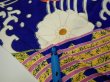 Photo6: 4D05z90  Japanese Kimono Silk  FABRIC Wave Dark blue 67.7x15.0 (6)