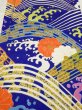 Photo1: 4D06z90  Japanese Kimono Silk  FABRIC Wave Dark blue 67.7x15.0 (1)