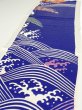 Photo3: 4D06z90  Japanese Kimono Silk  FABRIC Wave Dark blue 67.7x15.0 (3)