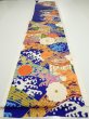 Photo5: 4D07z90  Japanese Kimono Silk  FABRIC Wave Dark blue 67.7x15.0 (5)