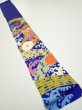 Photo5: 4D09z50  Japanese Kimono Silk  FABRIC Wave Dark blue 63.0x7.5 (5)