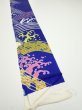 Photo2: 4D10z50  Japanese Kimono Silk  FABRIC Wave Dark blue 66.1x7.5 (2)
