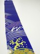 Photo3: 4D10z50  Japanese Kimono Silk  FABRIC Wave Dark blue 66.1x7.5 (3)