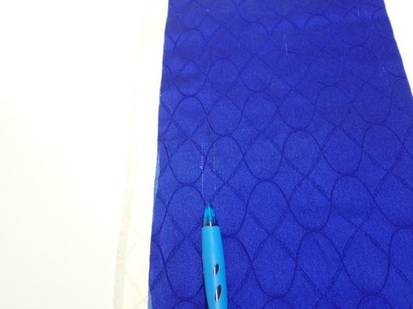 Photo6: 4D11z60  Japanese Kimono Silk  FABRIC  Dark blue 87.8x7.1 (6)