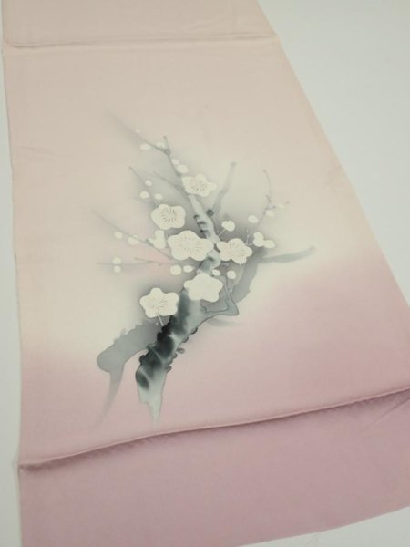 Photo2: 4D01z60  Japanese Kimono Silk  FABRIC Plum tree [object Object] 42.9x14.4 (2)