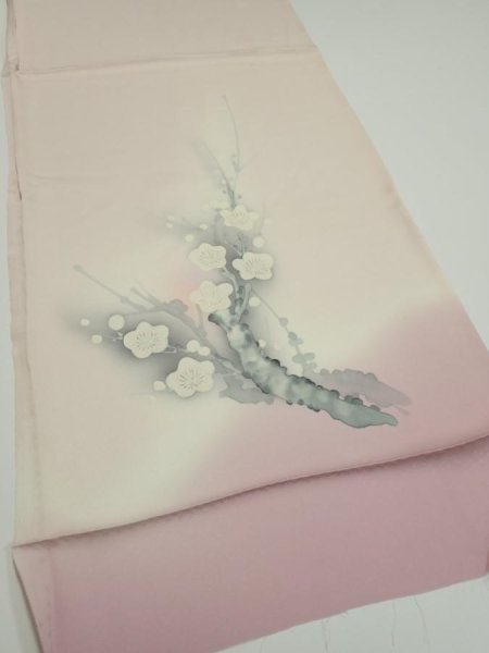 Photo2: 4D02z60  Japanese Kimono Silk  FABRIC Plum tree [object Object] 43.3x14.4 (2)
