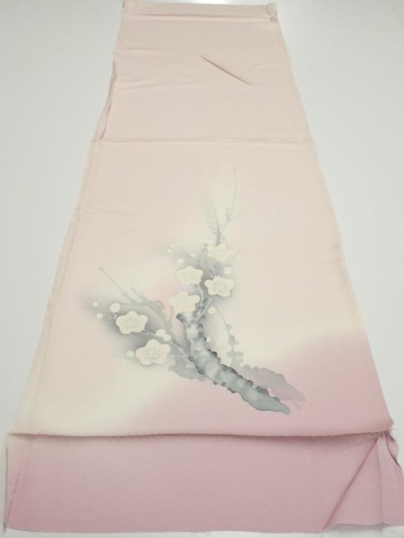 Photo5: 4D02z60  Japanese Kimono Silk  FABRIC Plum tree [object Object] 43.3x14.4 (5)