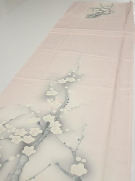 Photo2: 4D04z80  Japanese Kimono Silk  FABRIC Plum tree [object Object] 66.1x14.4 (2)